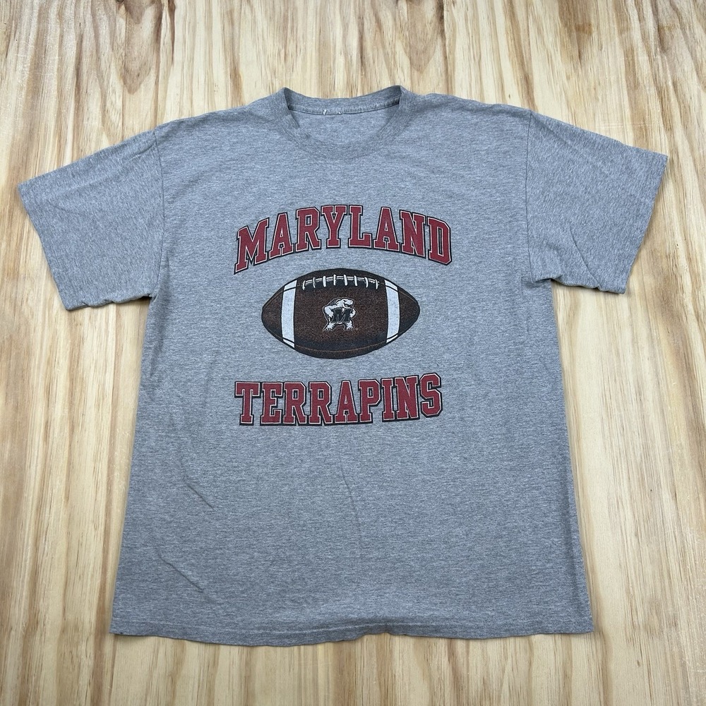 Maryland Terrapins Gray Short Sleeve Tee - Collegiate Football Graphic